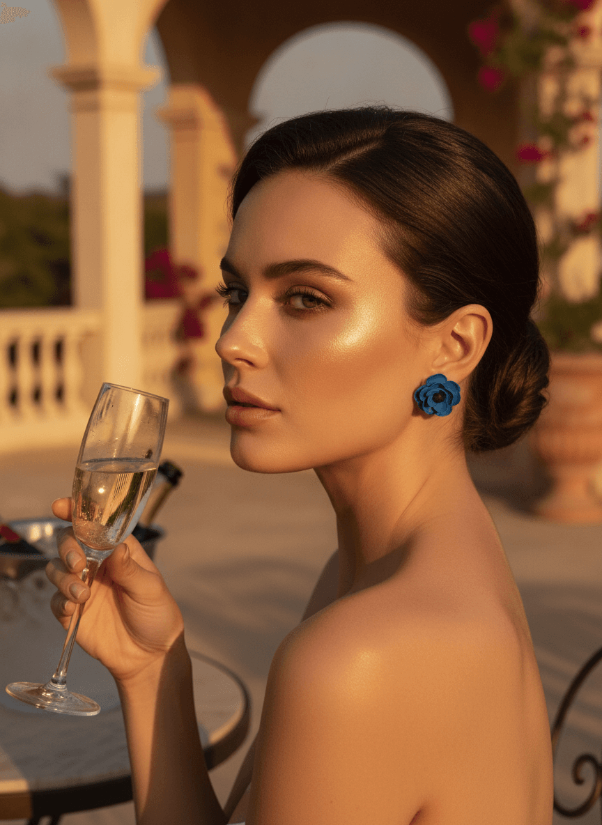 Dark Bloom Flower Earrings - Green