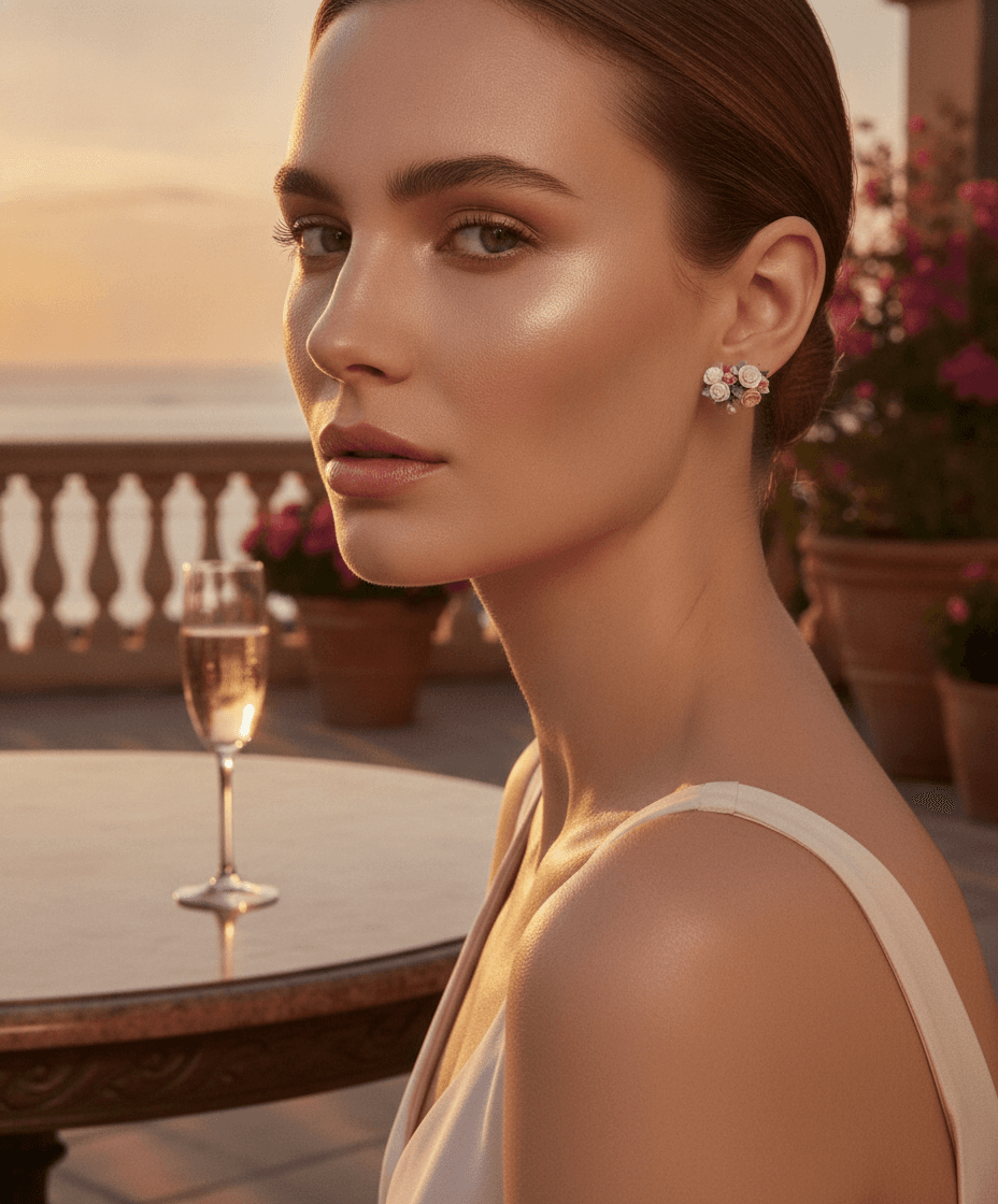 Peony Crystal Stud Earrings