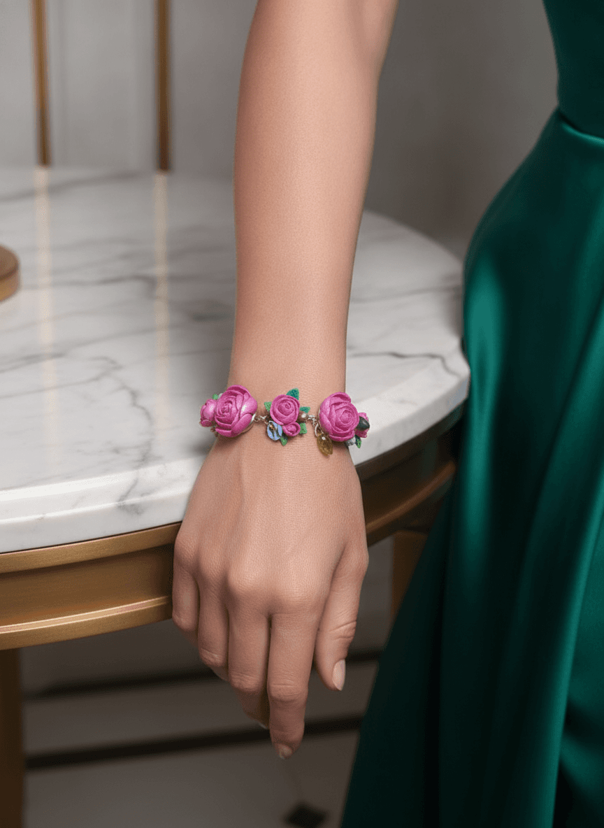 Pink Rose Bracelet