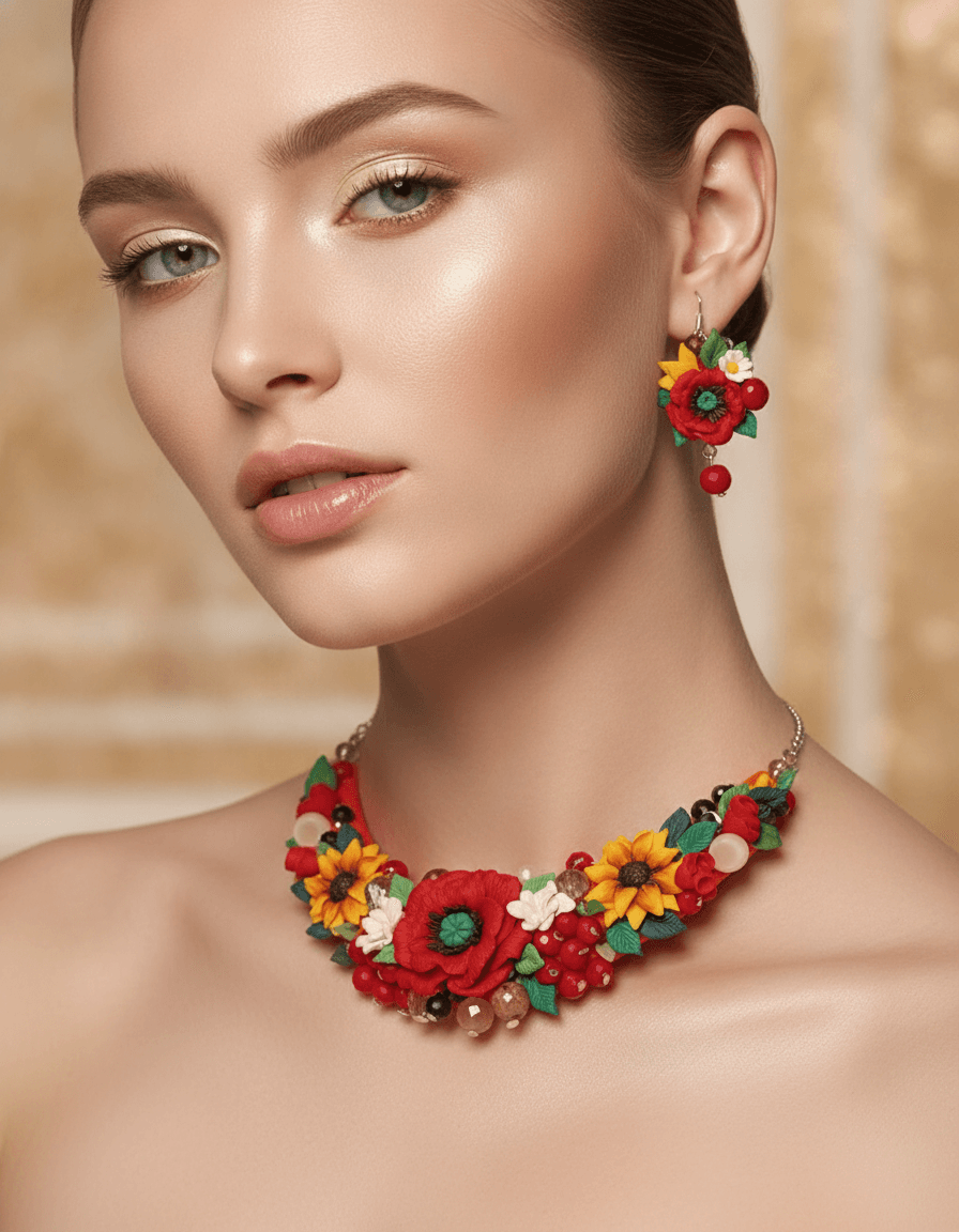 Poppy & Sunflower Necklace Set