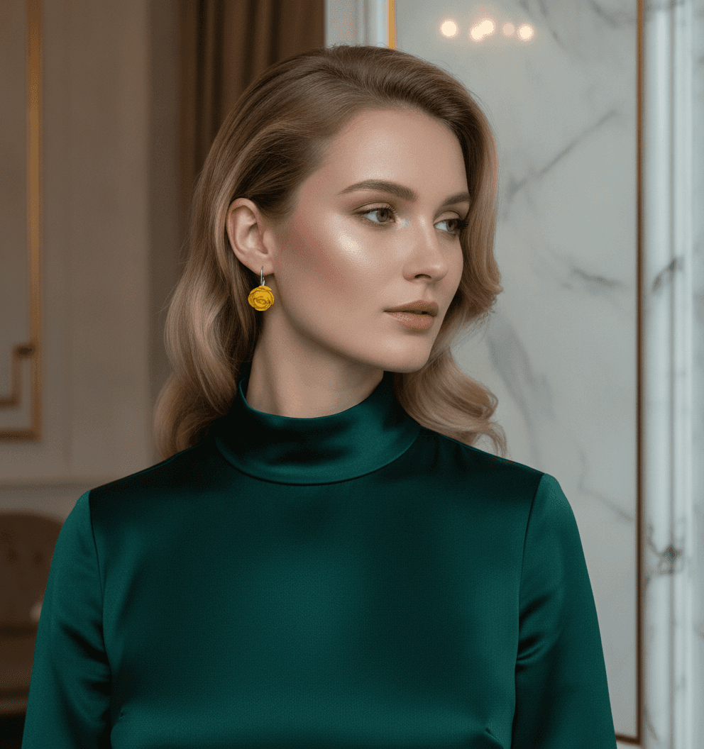 Yellow Rose Stud Earrings