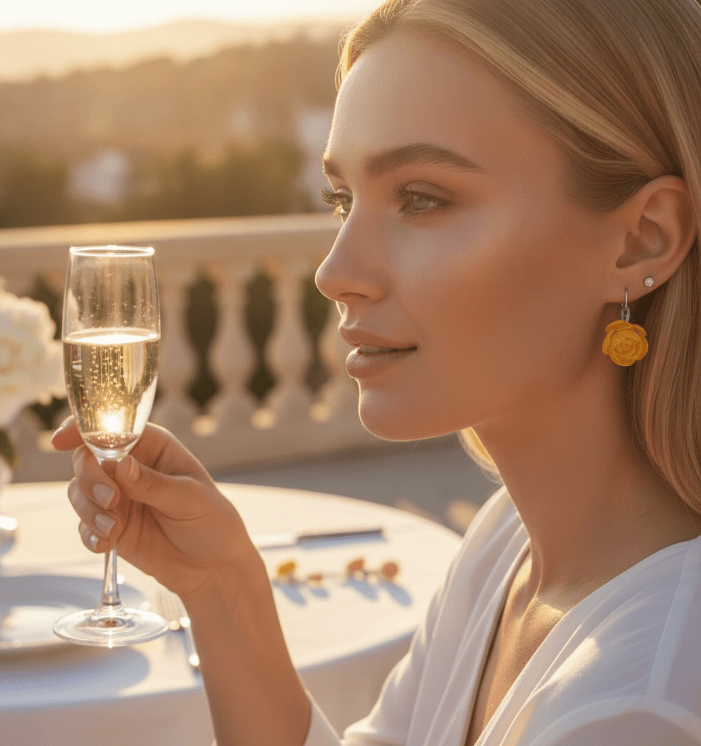 Yellow Rose Stud Earrings
